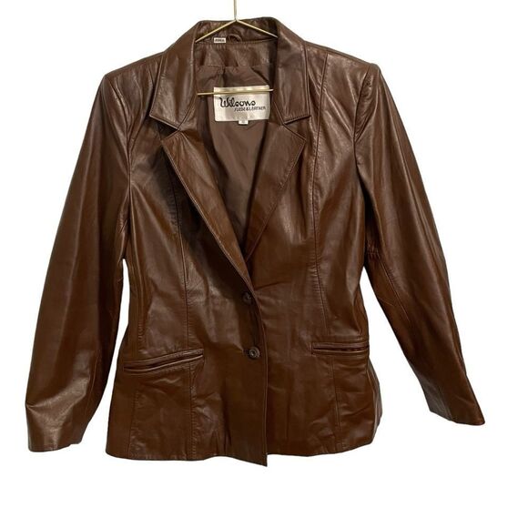 Vintage Wilsons Brown Leather Blazer Jacket Size 10 - Picture 1 of 6